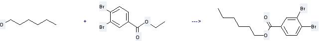4-Dibromobenzoic acid ethyl ester can react with Hexan-1-ol to give 3,4-Dibromo-benzoic acid hexyl ester. 